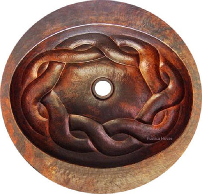 mexican hammered round copper bathroom sink