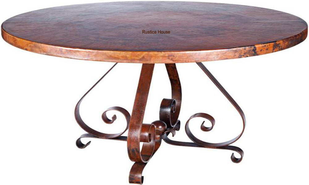 hand crafted copper dining table