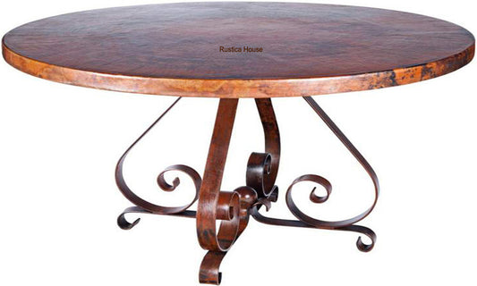 hand crafted copper dining table