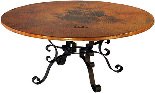 made of copper dining table with iron stand