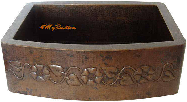 hand hammered country apron copper kitchen sink
