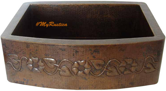 hand hammered country apron copper kitchen sink