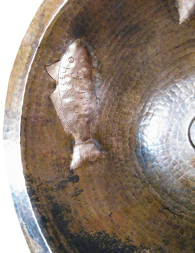 round copper bathroom sink