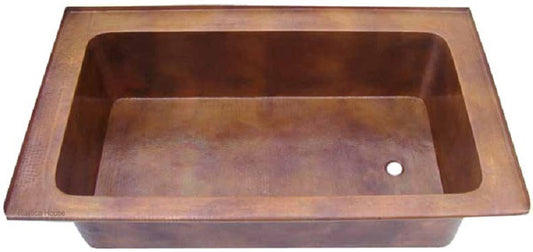 country hand hammered drop-in copper tub