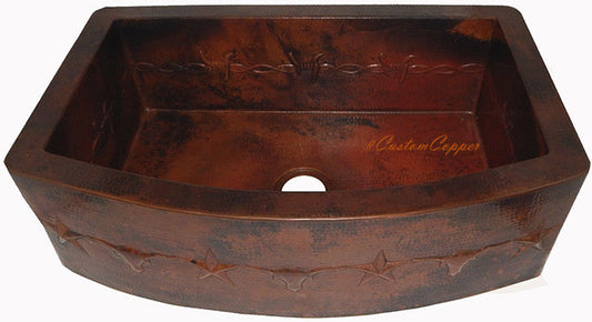 spanish apron copper kitchen sink fabricated by hand