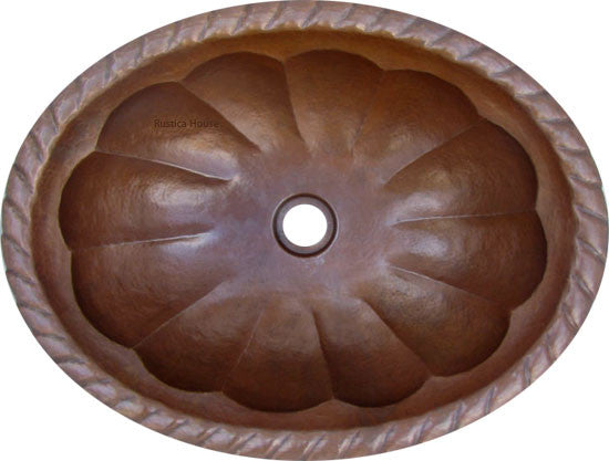 colonial drop-in oval copper bathroom sink