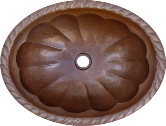 colonial drop-in oval copper bathroom sink